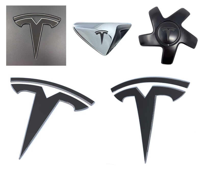 Custom Cut Graphics Logo Decal Overlay Stickers for Tesla Model 3 (2017 to 2023), Standard Wrap, 11-pc Set (Matte Black) - Image 1